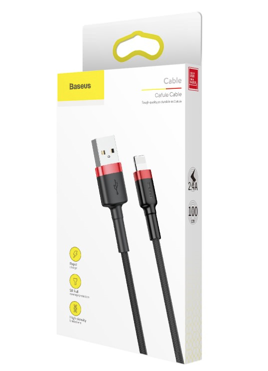 Baseus CALKLF-B19 - Schwarz - Rot - USB A - Lightning - 1 m - Männlich - Männlich, Ansicht 3