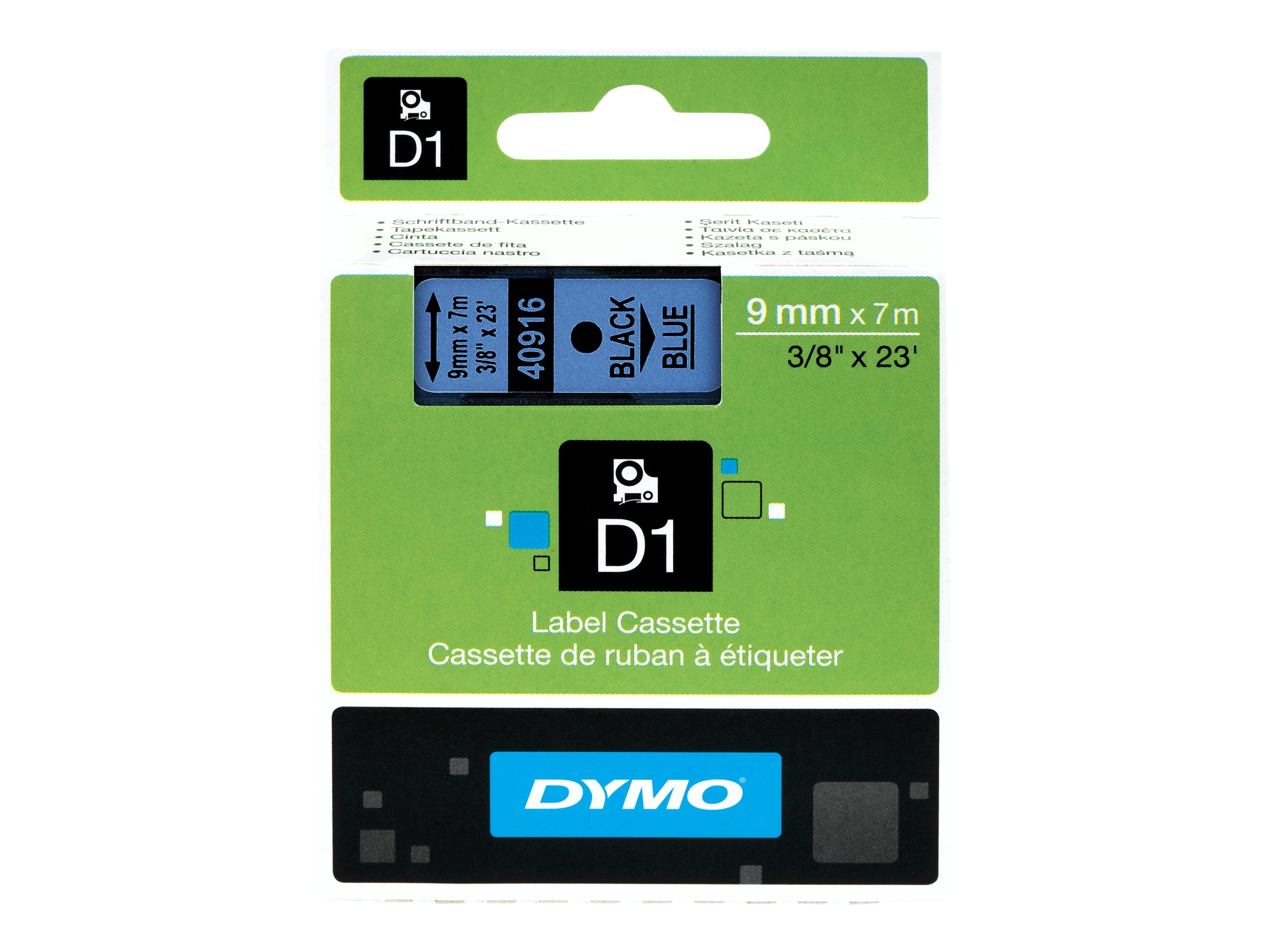Dymo D1 - Selbstklebend - Schwarz auf Blau - Rolle (09 cm x 7 m)