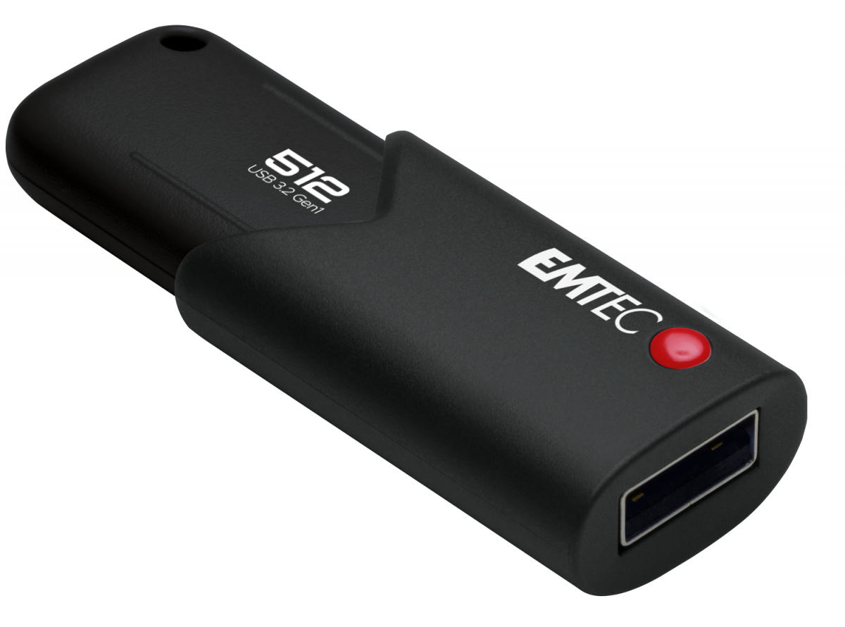 EMTEC B120 Click Secure - 512 GB - USB Typ-A - 3.2 Gen 2 (3.1 Gen 2) - Dia - Schwarz
