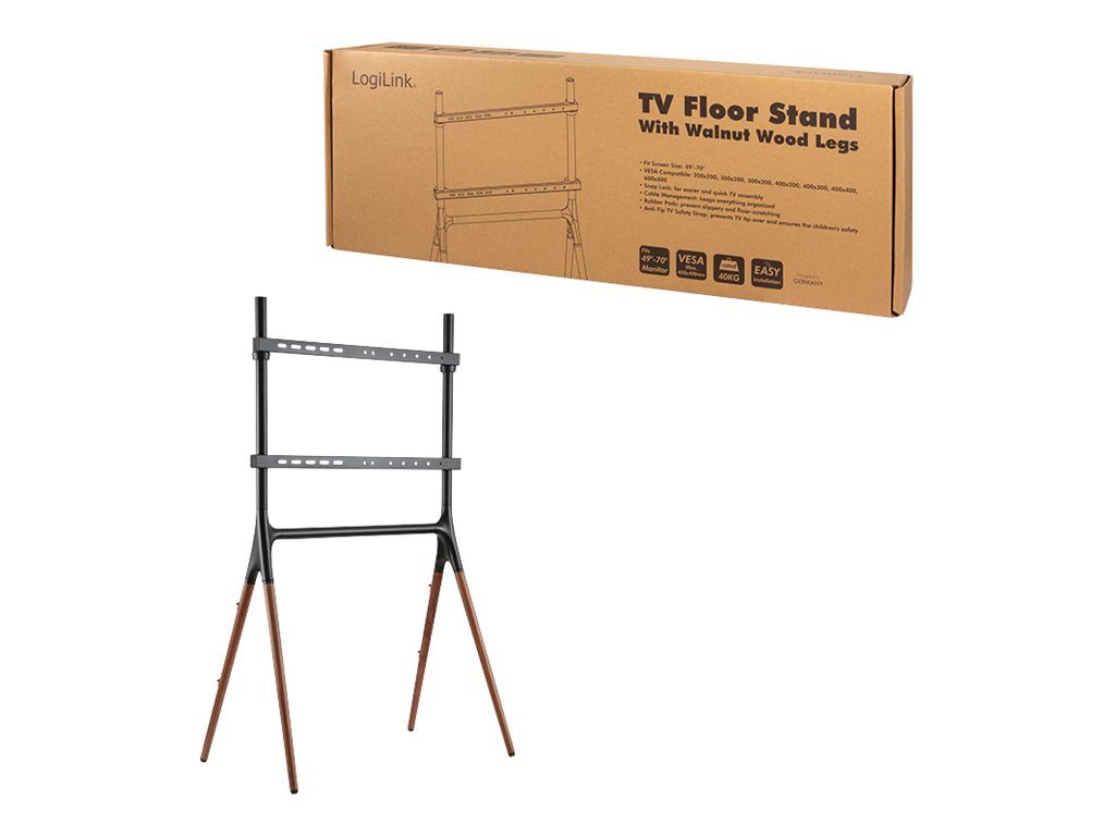 LogiLink Aufstellung - für LCD TV - Aluminium, Stahl, Walnussholz - Schwarz, Walnussholz, Ansicht 3