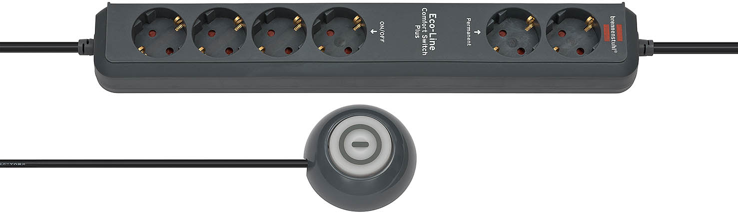 Brennenstuhl Eco-Line Extension Socket Comfort Switch Plus EL CSP 24 6-way 1,5m H05VV-F 3G1,5 2 permanent, 4 switchable, Ansicht 2