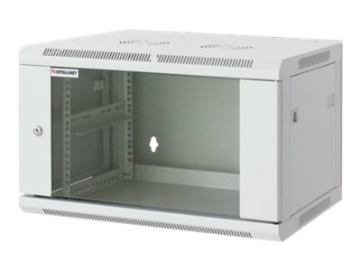 Intellinet Network Cabinet Wall Mount (Standard) 20U Usable Depth 500mmWidth 540mm Grey Assembled Max 60kg Metal & Glass Door Back Panel Removeable SidesSuitable also for use on desk or floor 19Parts for wall install (eg screwsrawl plugs)