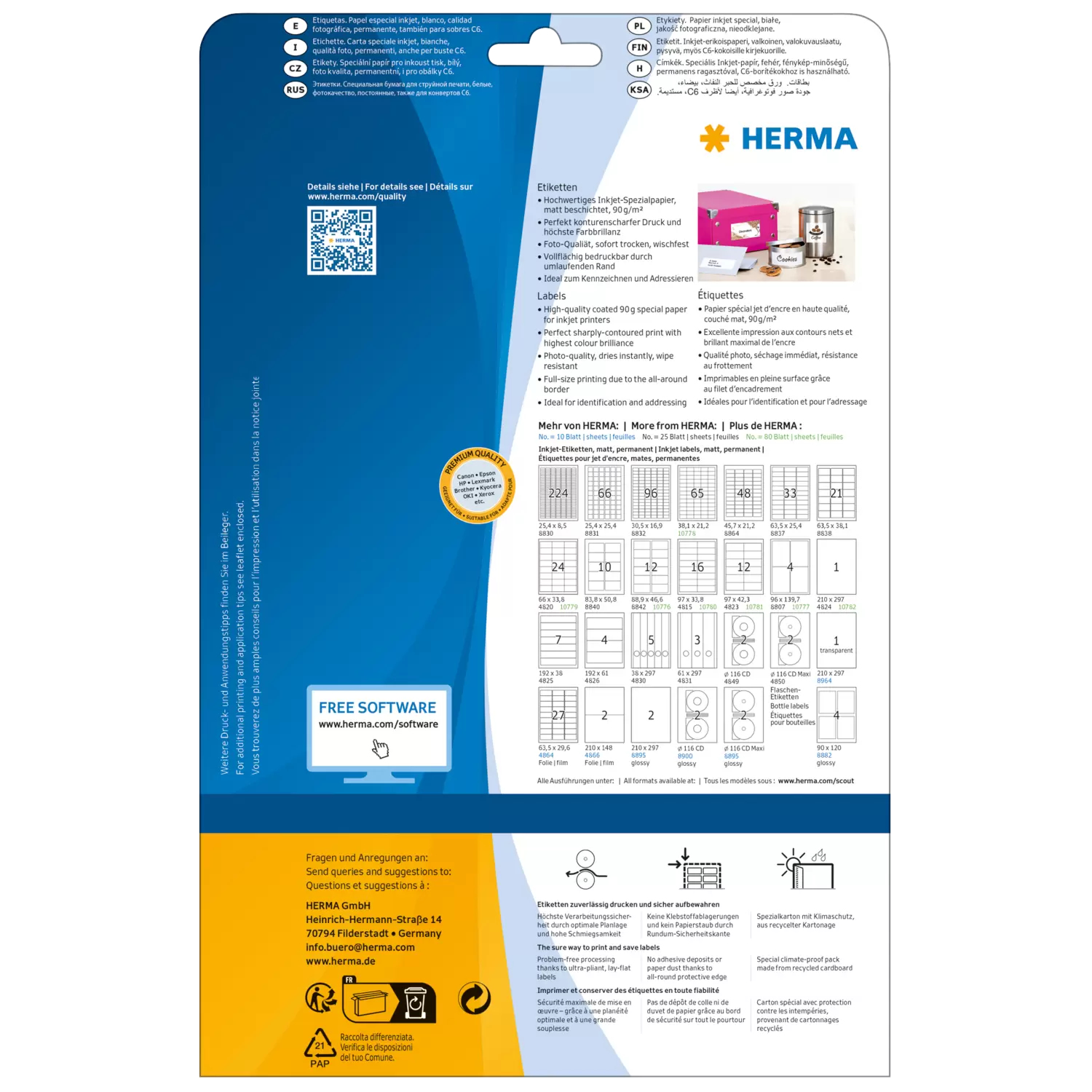 HERMA Special - Papier - matt - permanent selbstklebend - beschichtet - weiß - 25.4 x 8.5 mm - 90 g/m² - 5600 Etiketten, Ansicht 2
