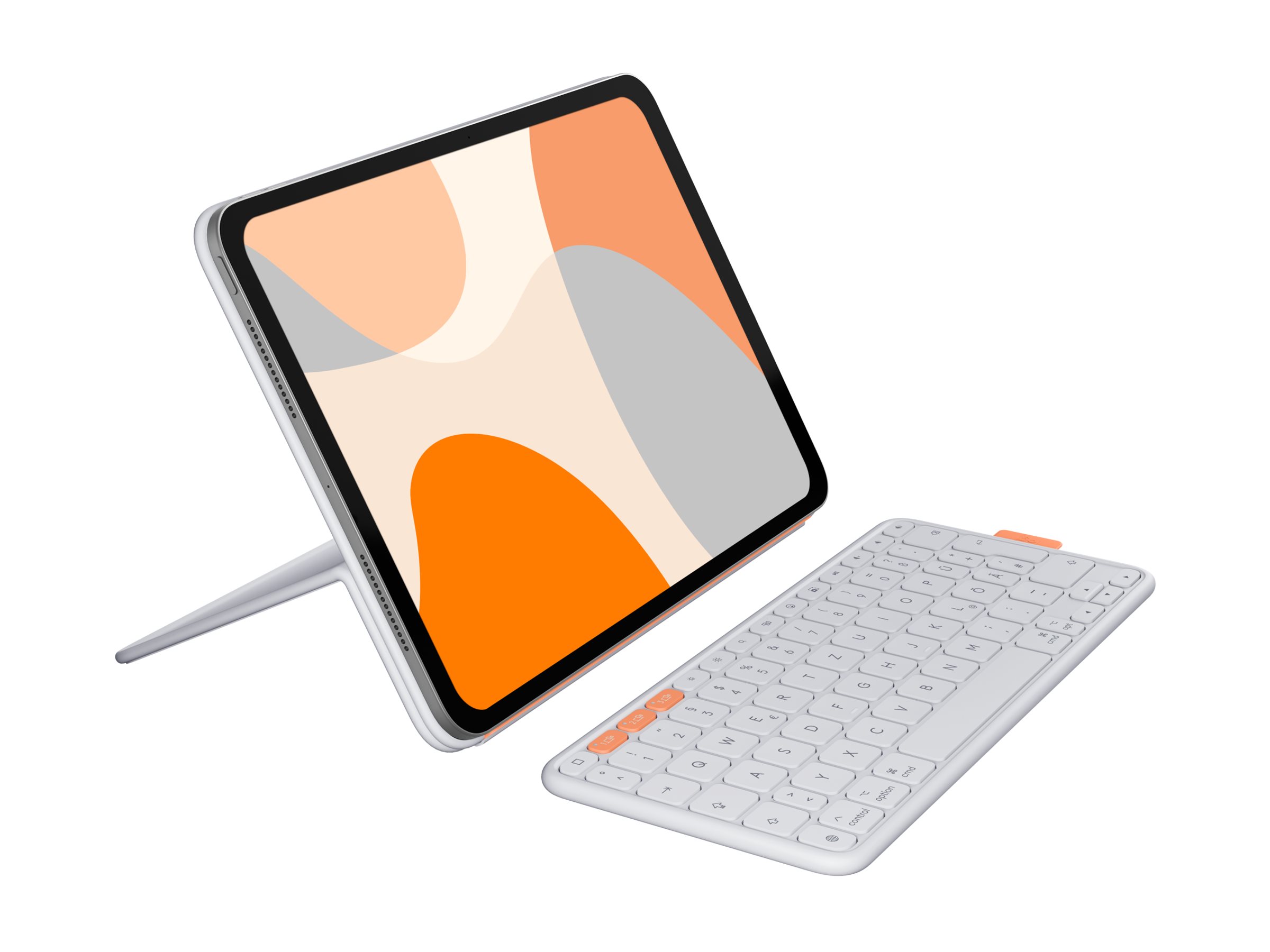 Logitech Flip Folio - Tastatur und Foliohülle - full size - kabellos - Bluetooth 5.1 LE - QWERTZ - Deutsch - Pale Gray - für Apple 10.9-inch iPad Air (5th generation)