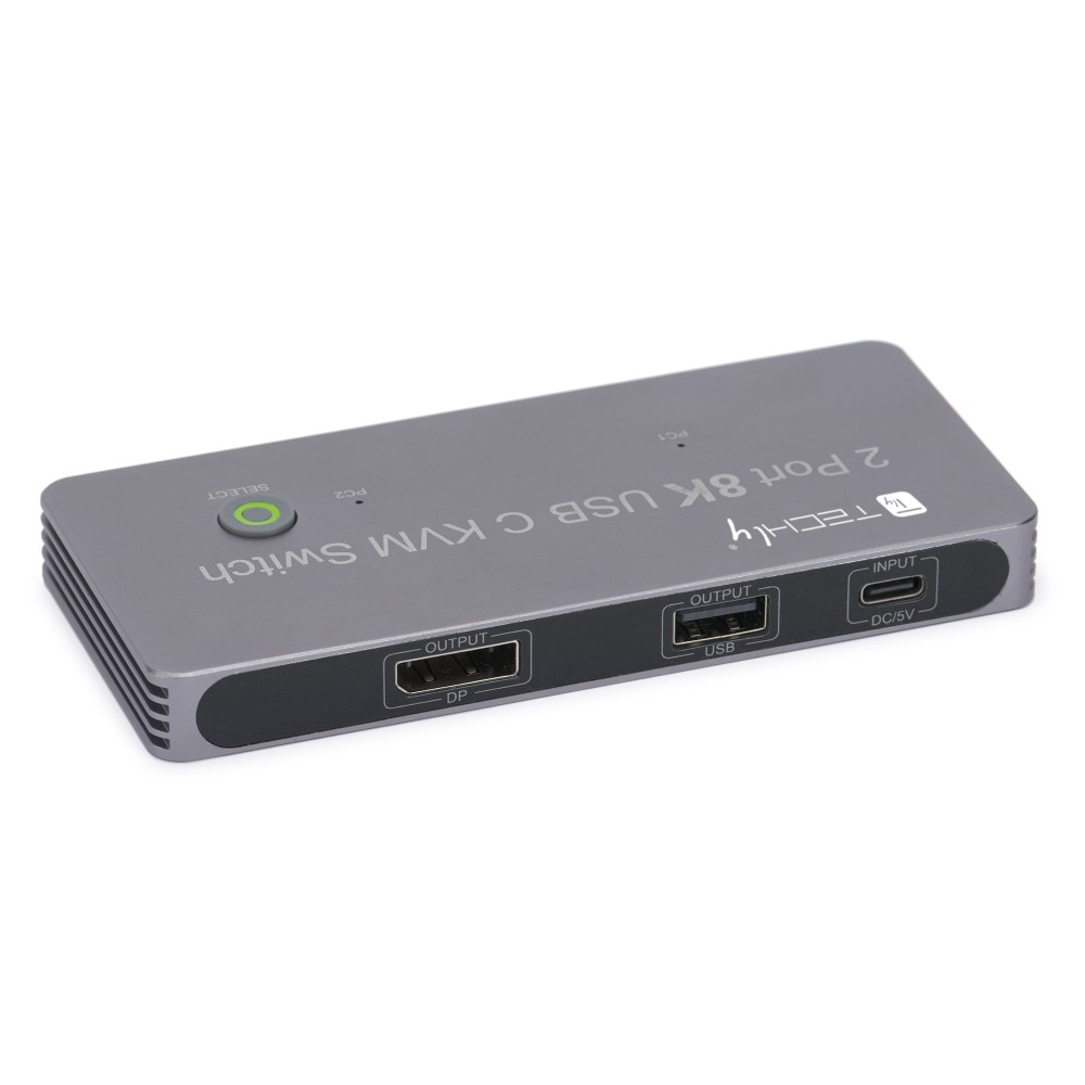EFB Elektronik Techly KVM USB-C Switch 8K Displayport 1.4 2x USB-C 3x USB 2.0 - KVM-Umschalter - Thunderbolt 3, Ansicht 4