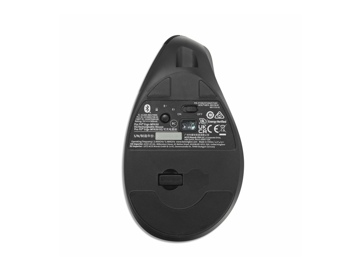 Kensington Pro Fit Ergo MY360 EQ - Maus - wiederaufladbar - ergonomisch - 5 Tasten - kabellos - Bluetooth, 2.4 GHz, Ansicht 4