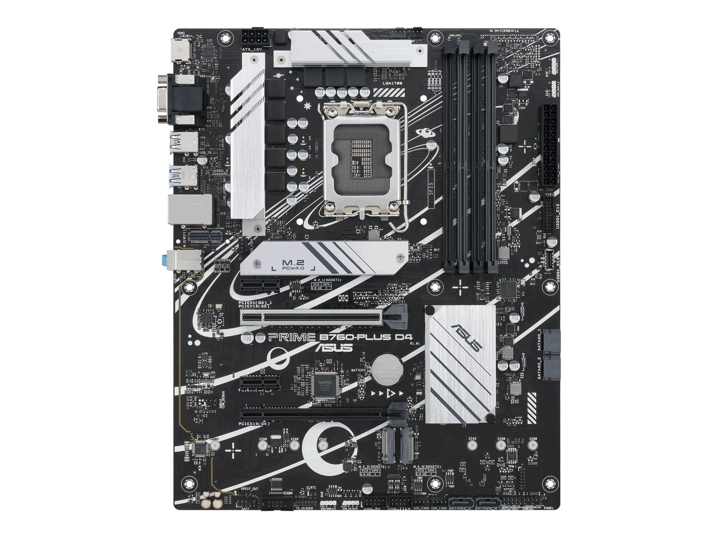 ASUS PRIME B760-PLUS D4 - Motherboard - ATX - LGA1700 Sockel - B760 Chipsatz - USB-C 3.2 Gen 2x2, USB-C 3.2 Gen 1, USB 3.2 Gen 2, USB 3.2 Gen 1, USB4 - 2.5 Gigabit LAN - Onboard-Grafik (CPU erforderlich)