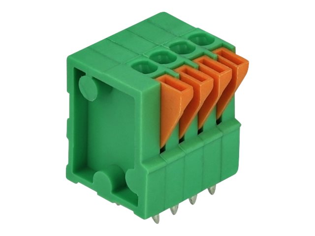 Delock Terminal Block with Push Button for PCB - Termination Block - grün orange (Packung mit 4)