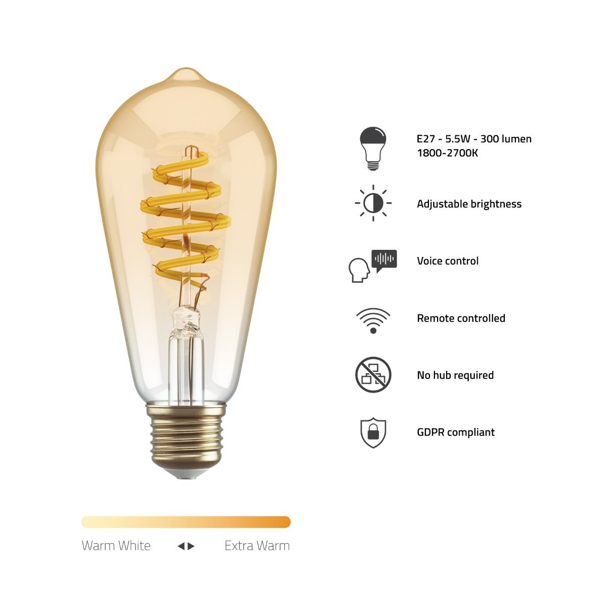 Hombli Smart - Glühbirne mit LED-Filament - Form: ST64, Ansicht 3