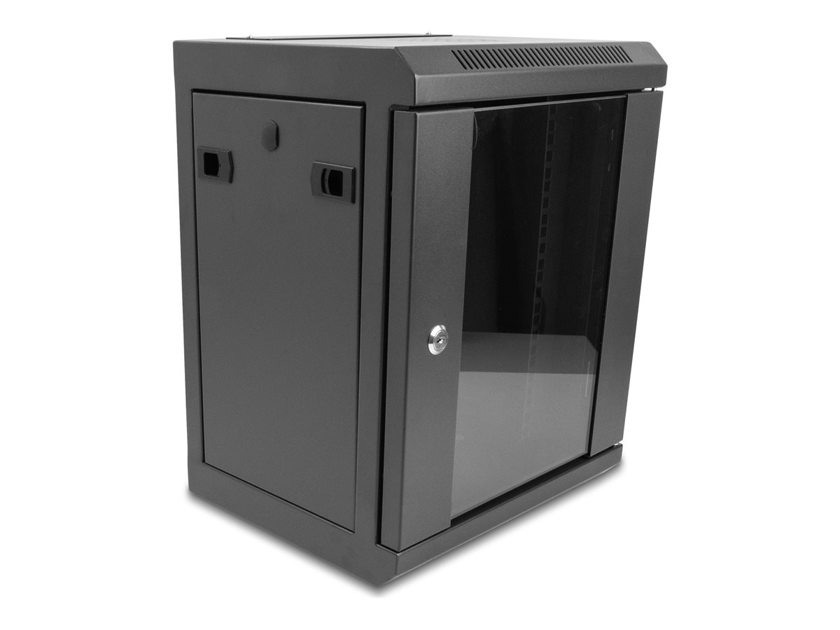 Delock Gehäuse - mit Glastür - geeignet für Wandmontage, Ständer montierbar - Schwarz - 8U - 25.4 cm (10")