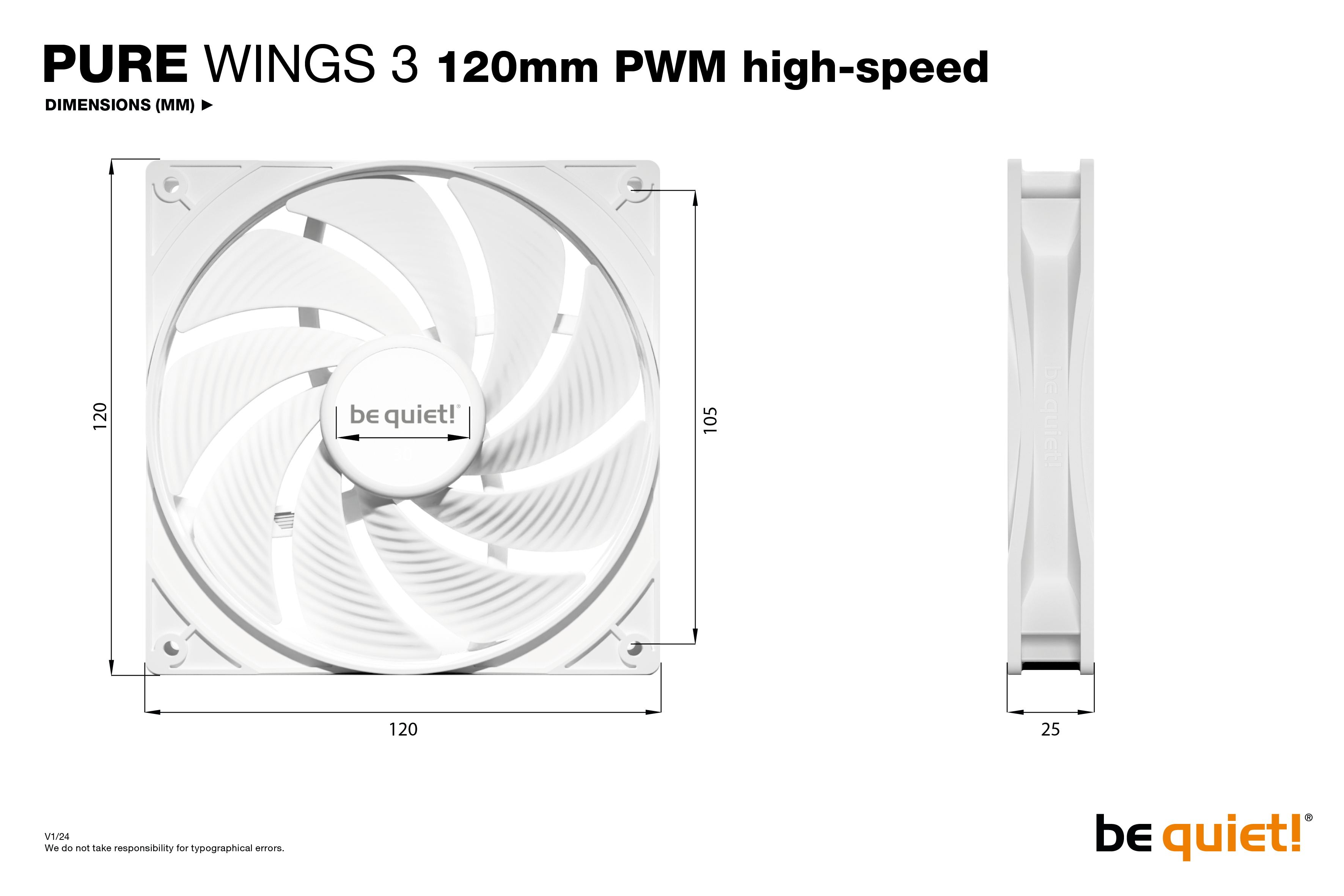 Revoltec be quiet! Pure Wings 3 - Gehäuselüfter - PWM High-Speed, Ansicht 2