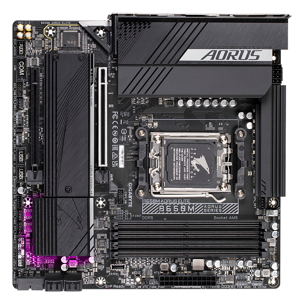 Gigabyte AORUS B650M ELITE - 1.0 - Motherboard - micro ATX - Socket AM5 - AMD B650 Chipsatz - USB 3.2 Gen 2…, Ansicht 4