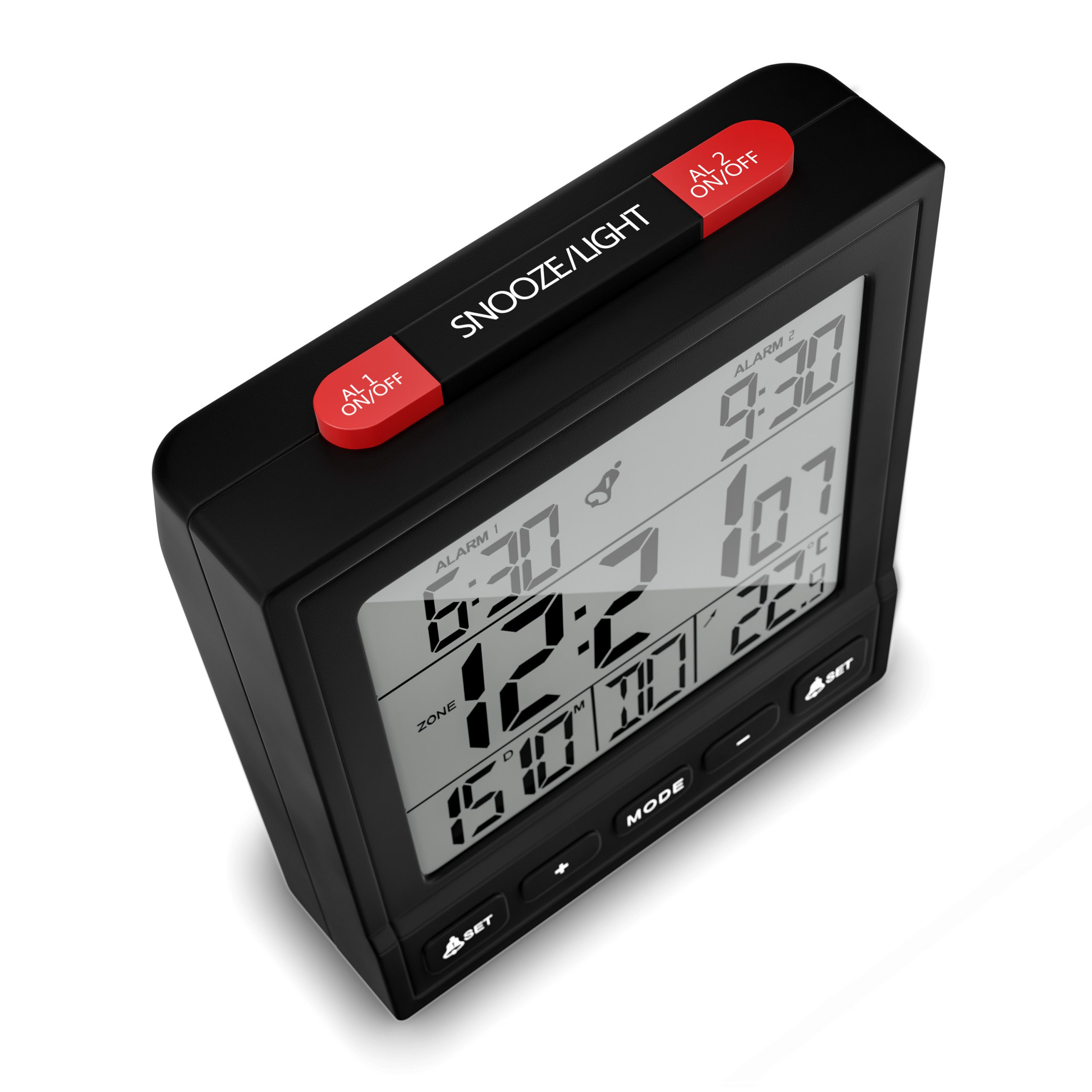 Mebus 25581 - Digitaler Wecker - Quadratisch - Schwarz - 12/24 h - F - °C - Beide Geschlechter, Ansicht 2
