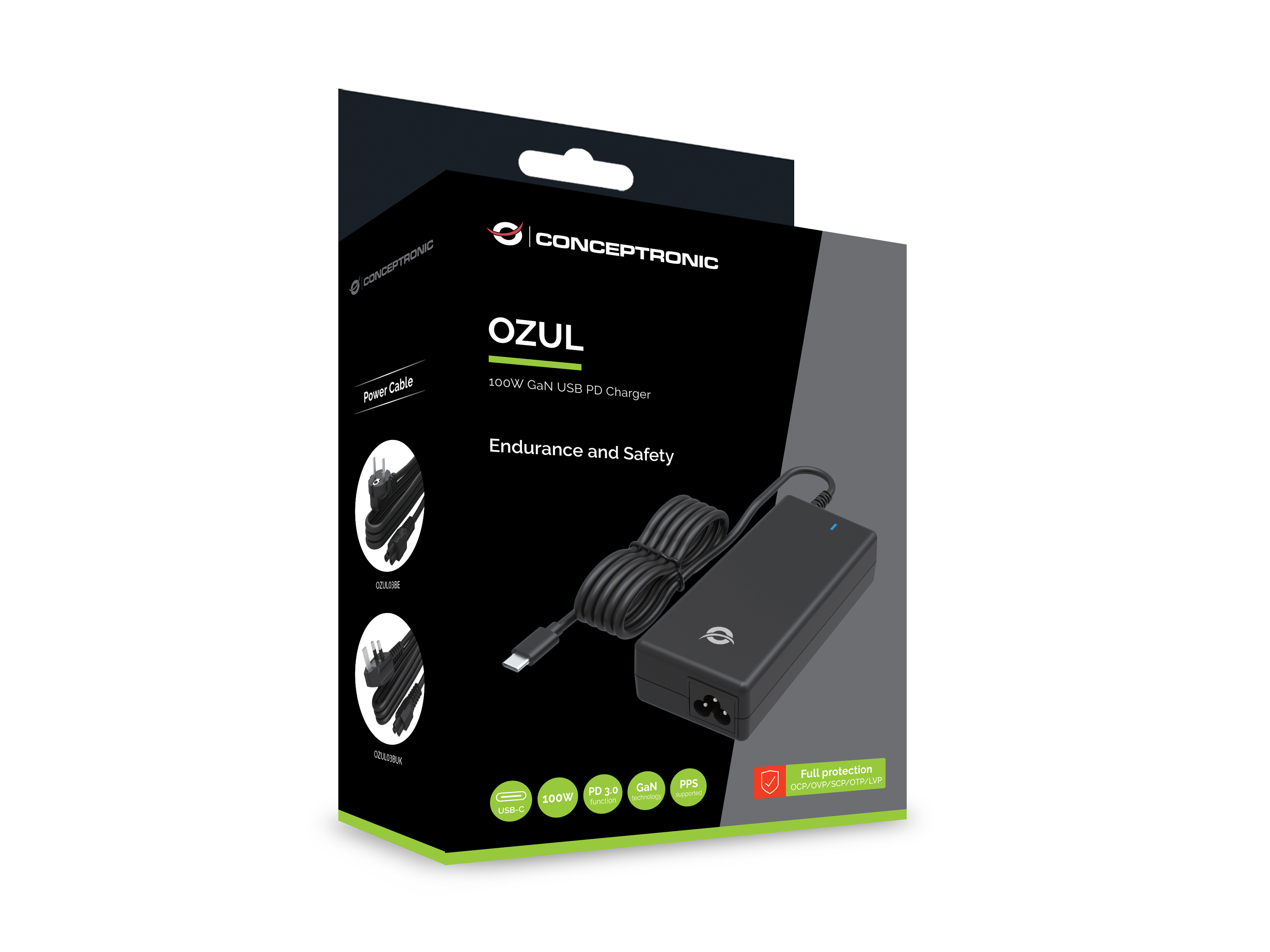Conceptronic OZUL03BE 100W GaN USB PD Desktop-Ladegerät - Universal - Drinnen - 100 - 240 V - 50 - 60 Hz - 100 W, Ansicht 2