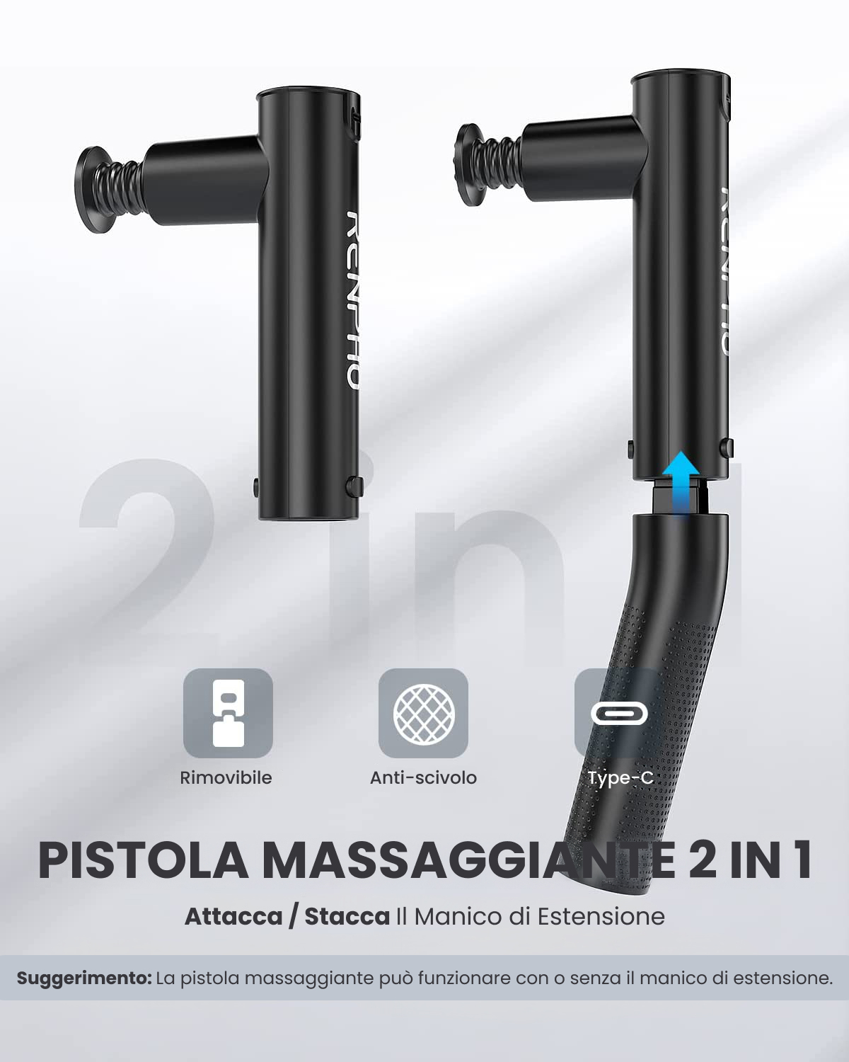 Renpho Extend Massage Gun PEU-R-C004-BK, Ansicht 2
