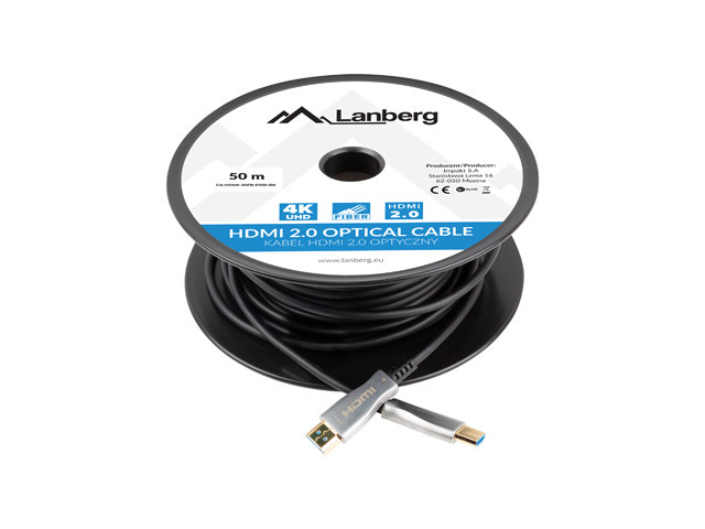 Lanberg CA-HDMI-20FB-0500-BK - 50 m - HDMI Typ A (Standard) - HDMI Typ A (Standard) - 3D - 18 Gbit/s - Schwarz - Silber, Ansicht 2