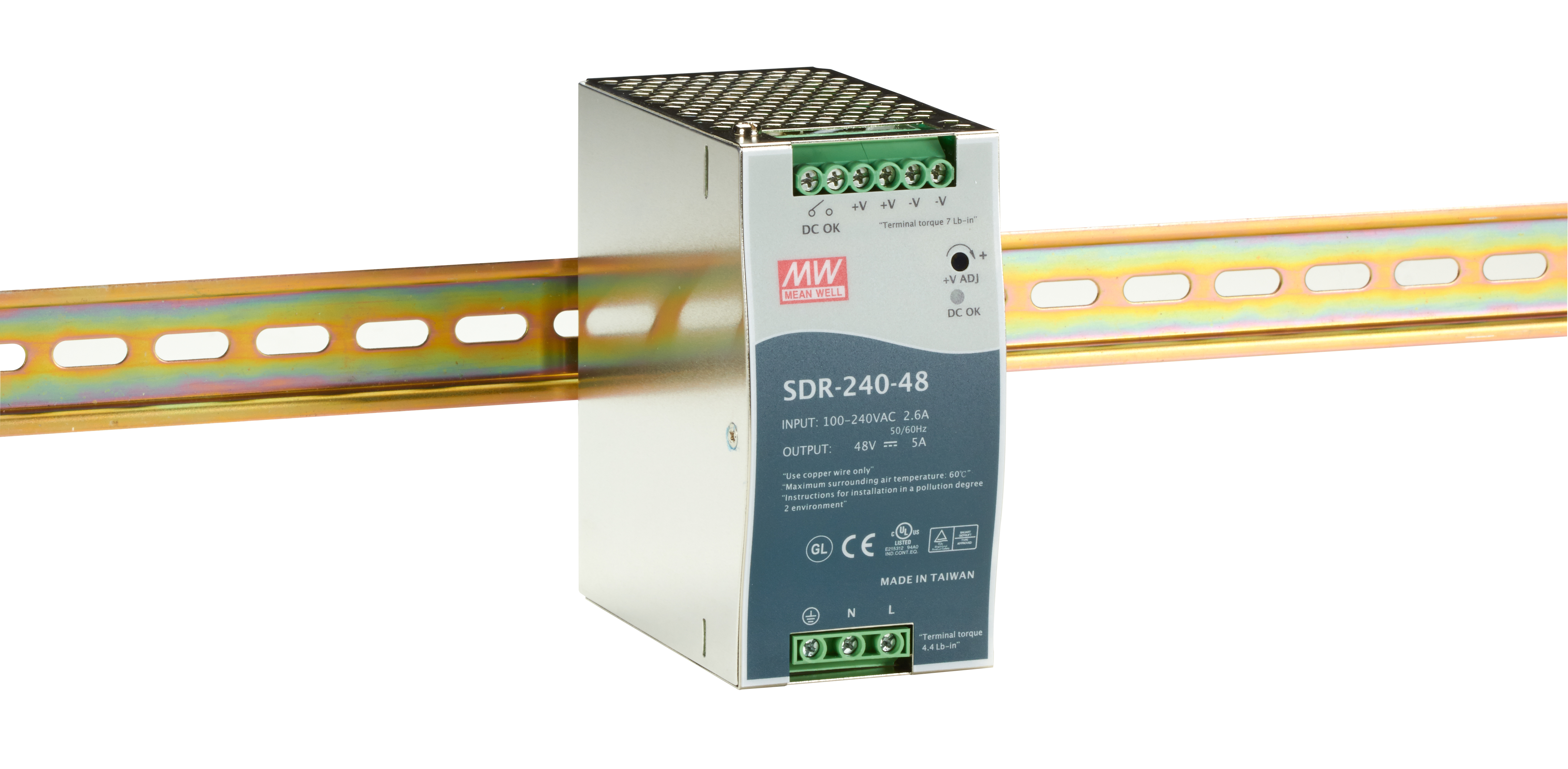 Meanwell Mean Well SDR-240 series SDR-240-48 - Netzteil (DIN-Schienenmontage möglich), Ansicht 2