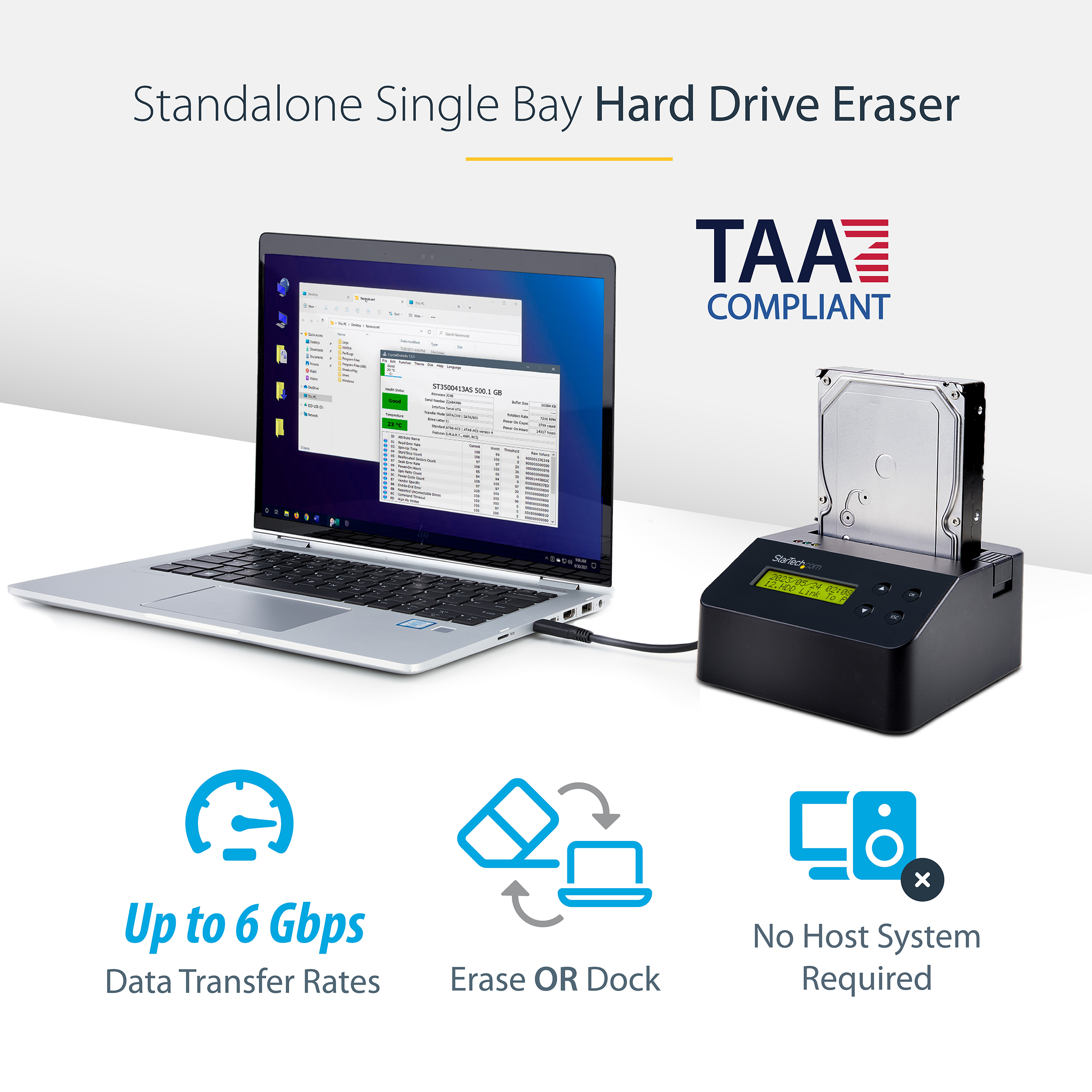 StarTech.com Festplatten Eraser - für 2,5 / 3,5 SATA SSD Laufwerk, Ansicht 2