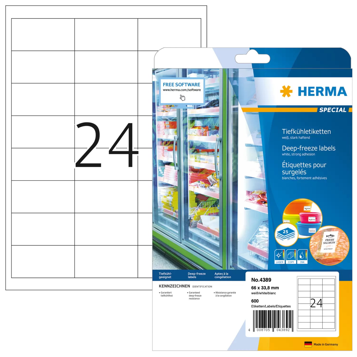 HERMA Special - Weiß - 66 x 33.8 mm 600 Etikett(en) (25 Bogen x 24), Ansicht 2