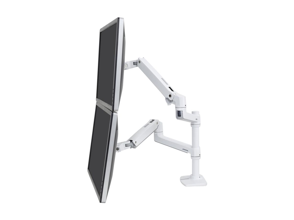 Ergotron LX - Befestigungskit (Spannbefestigung für Tisch Stange 2 Gelenkarme 2 Erweiterungsklammern) - für 2 LCD-Displays - Aluminium Stahl - weiß - Bildschirmgröße: bis zu 61 cm (bis zu 24 Zoll)