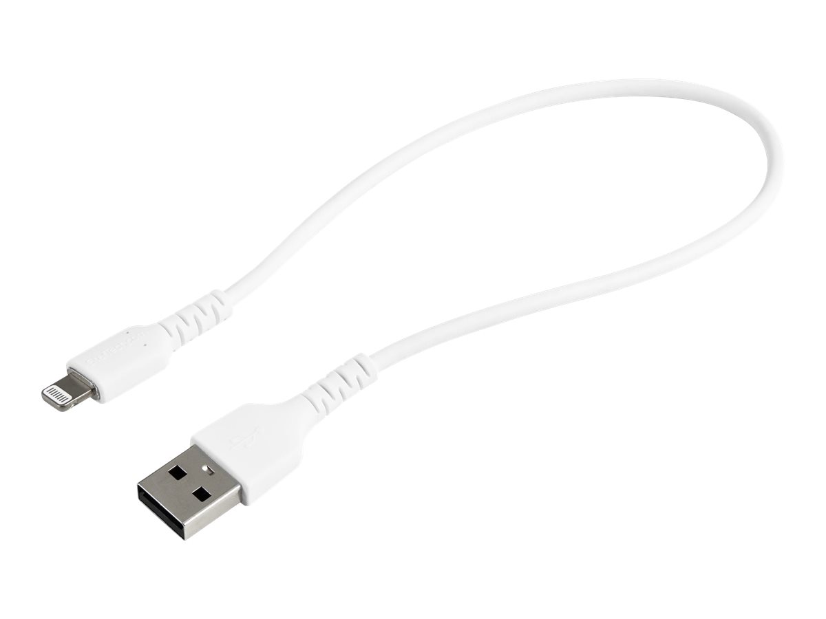 StarTech.com 12 in (30cm) Durable White USB-A to Lightning Cable, Heavy Duty Rugged Aramid Fiber USB Type A to Lightning Charger/Sync Power Cord, Apple MFi Certified iPad/iPhone 12 Pro Max - iPhone 7/8/11/11 Pro (RUSBLTMM30CMW) - Lightning-Kabel - US...
