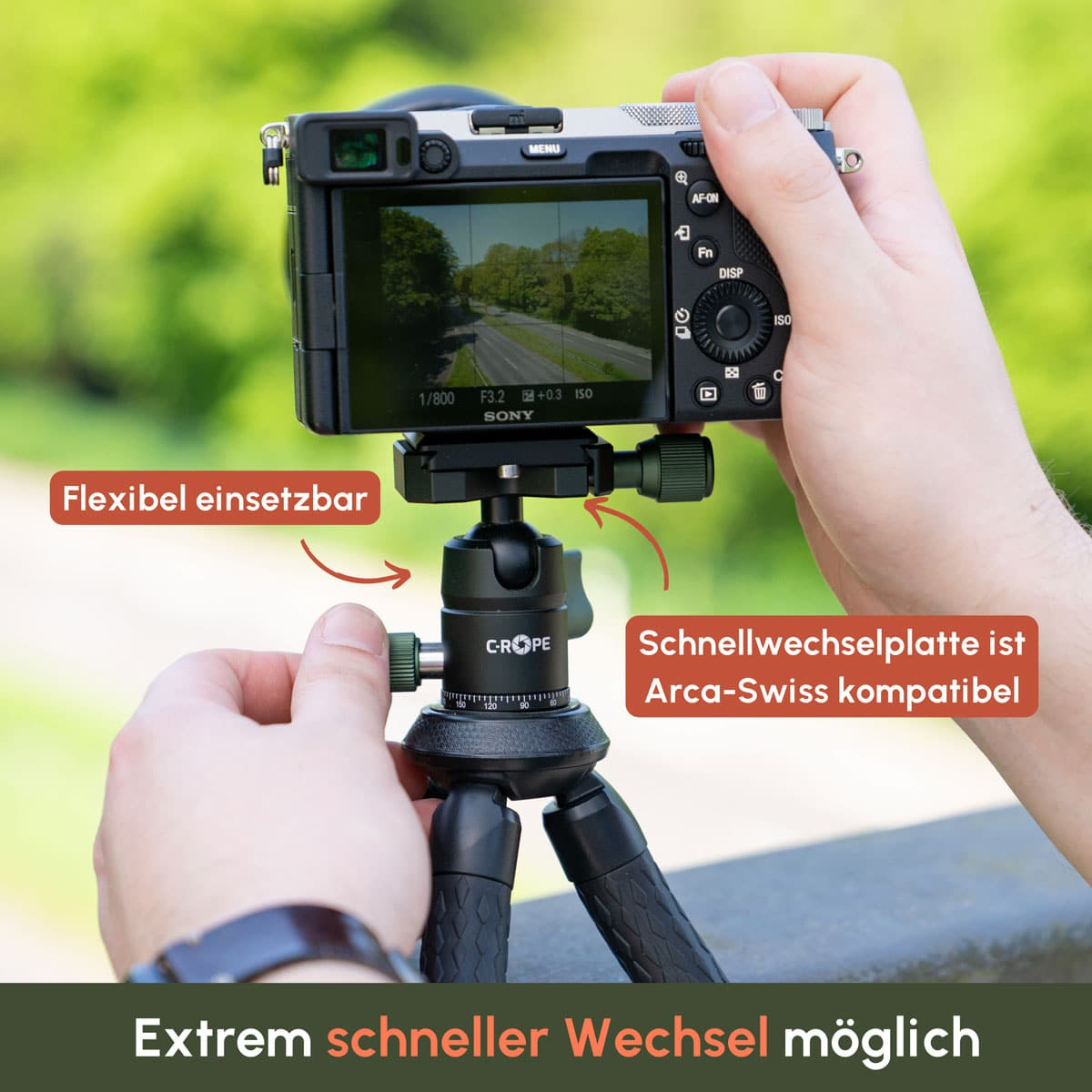 C-ROPE Creatorpod Flexibles Stativ mit 360° Kugelkopf 30cm retail, Ansicht 4