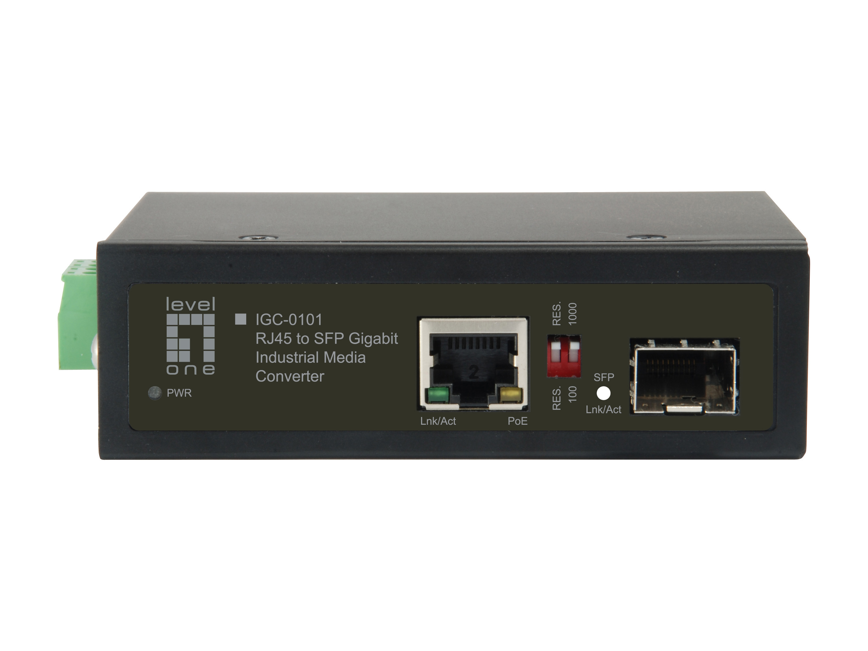 LevelOne IGC-0101 - Medienkonverter - 1GbE - 10Base-T, 100Base-TX, 1000Base-T, 1000Base-X - RJ-45 / SFP (mini-GBIC), Ansicht 3