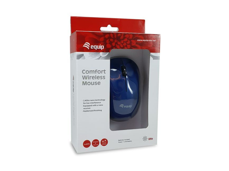Equip Kabellose komfort-maus - Beidhändig - Optisch - RF Wireless - Blau, Ansicht 3
