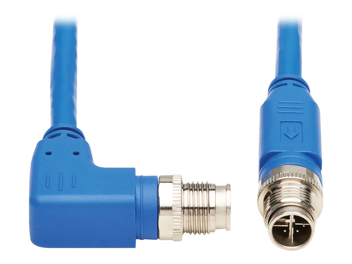 Tripp Lite M12 X-Code Cat6 1G UTP CMR-LP Ethernet Cable (Right-Angle M/M), IP68, PoE, Blue, 2 m (6.6 ft.) - Netzwerkkabel - 8 pin M12-X (M) rechtwinklig zu 8 pin M12-X (M) - 2 m - UTP - CAT 6
