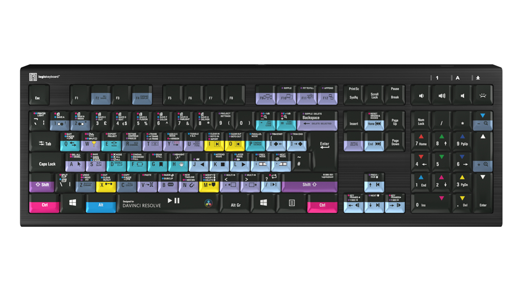 Logickeyboard Davinci Resolve 17 Astra 2 - Tastatur - hintergrundbeleuchtet - TL: UK, QWERTY, Ansicht 3