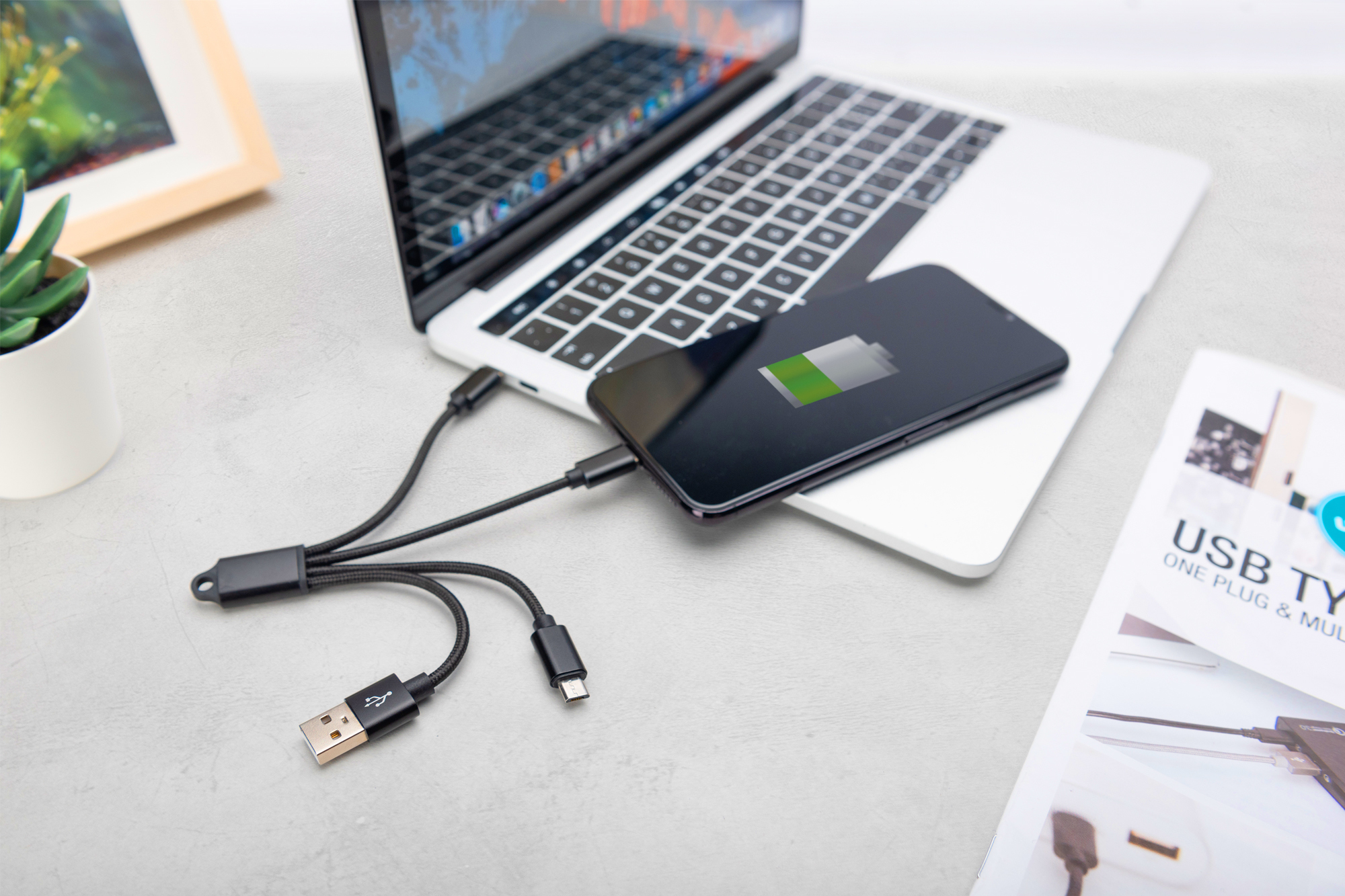 DIGITUS 3-in-1 Ladekabel, für Apple, Android und Google-Pixel Geräte, Ansicht 3