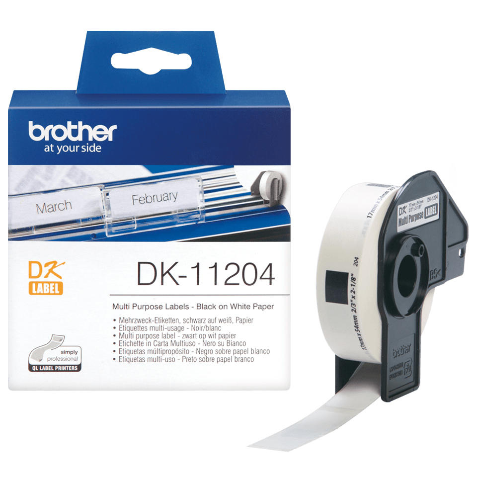 Brother DK-11204 - Schwarz auf Weiß - 17 x 54 mm 400 Etikett(en) (1 Rolle(n), Ansicht 2