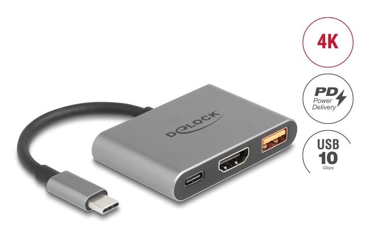 Delock USB Type-C Adapter zu HDMI 4K 30 Hz mit Typ-A und PD 2.0 90, Ansicht 3