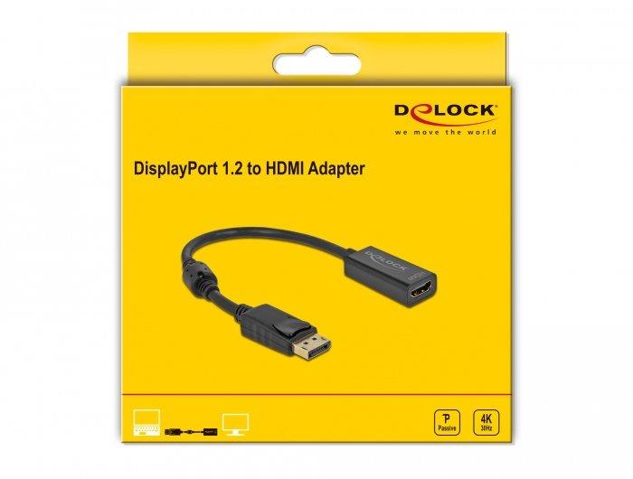 Delock Videoadapter - DisplayPort männlich eingerastet zu HDMI weiblich, Ansicht 2