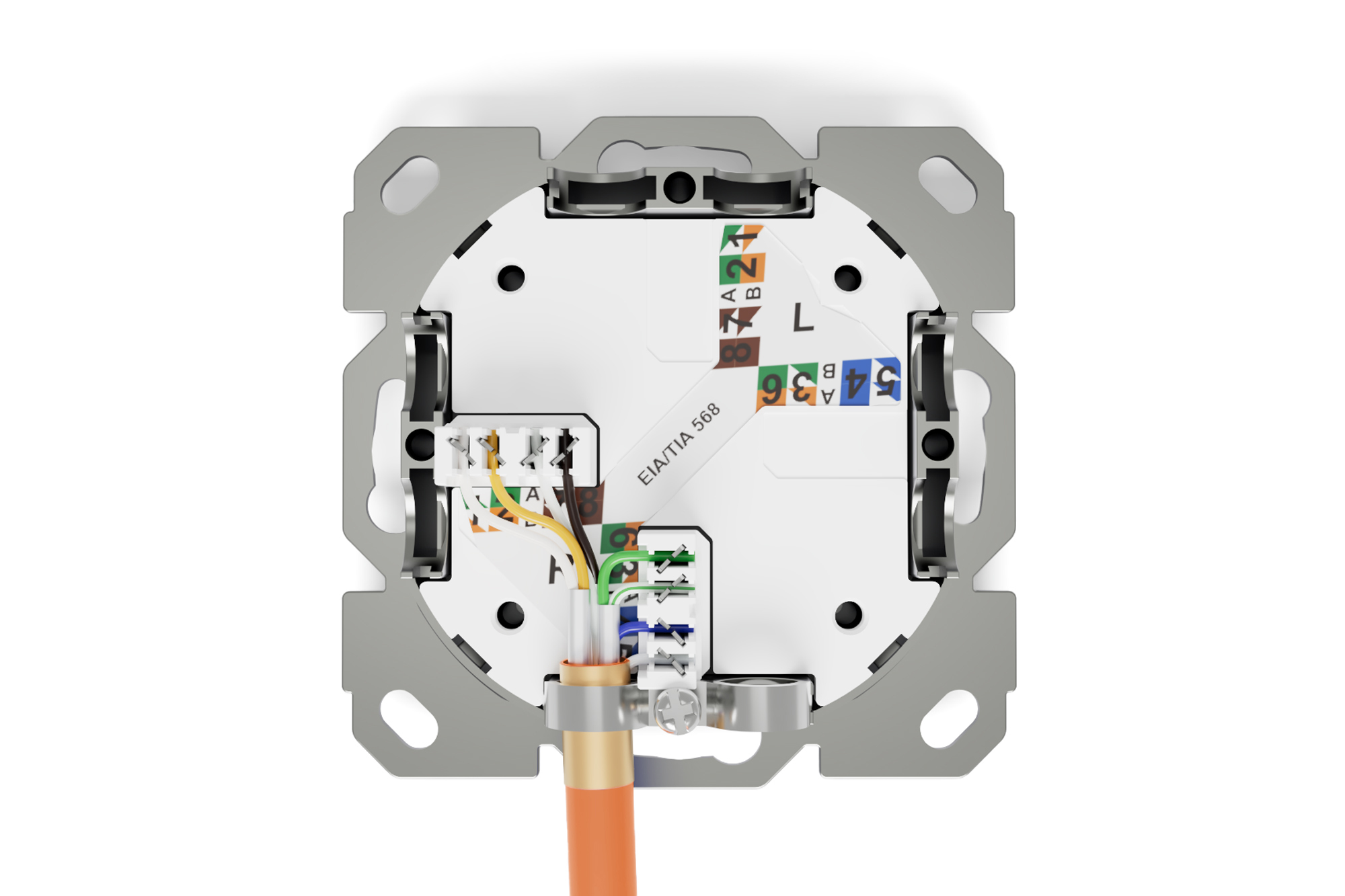 DIGITUS CAT 6A Klasse EA Netzwerkdose, designkompatibel, geschirmt, Unterputz, Ansicht 2