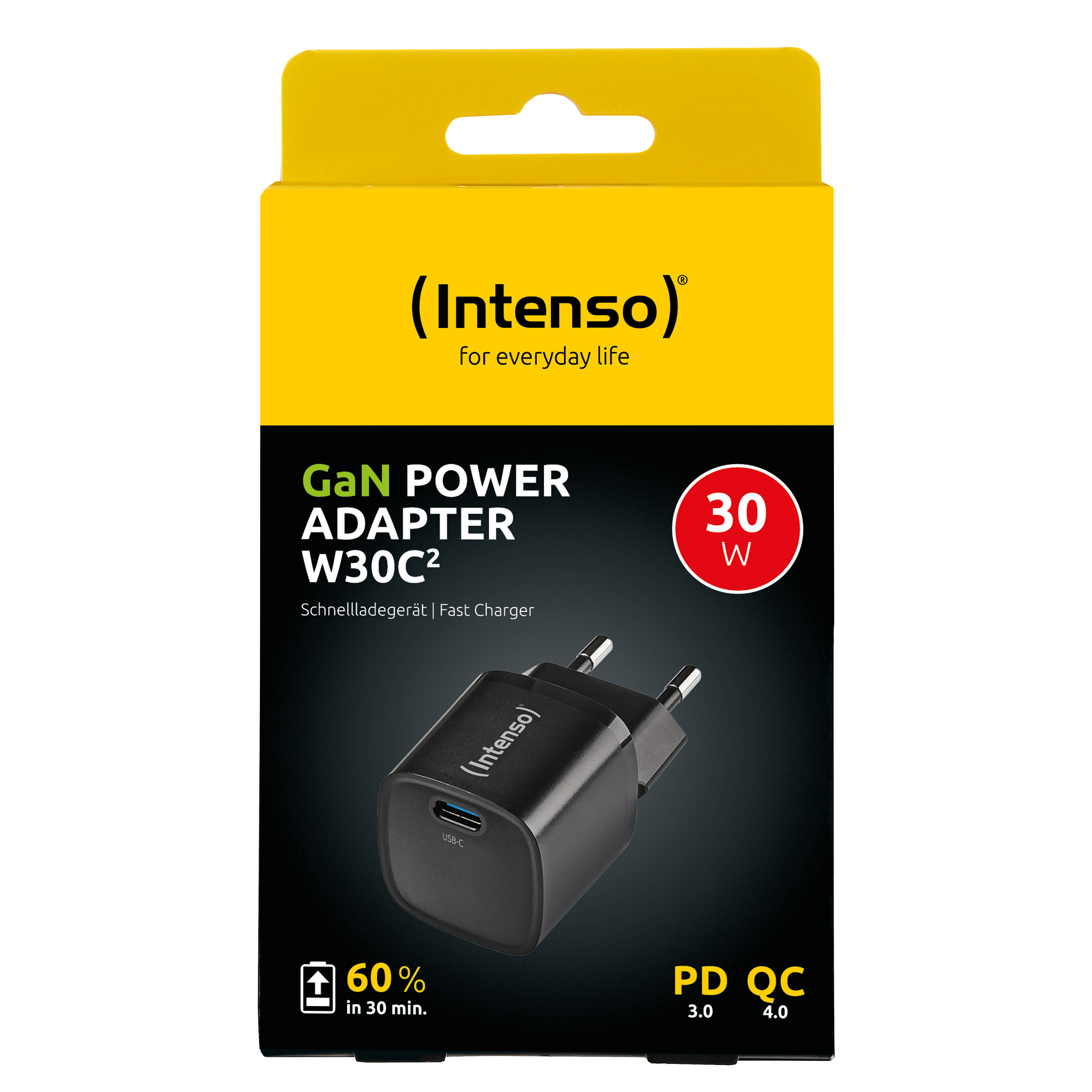 Intenso Power Adapter W30C² black USB Ladegerät 30 W 1x USB-C Schwarz Innenbereich GaN, Ansicht 2