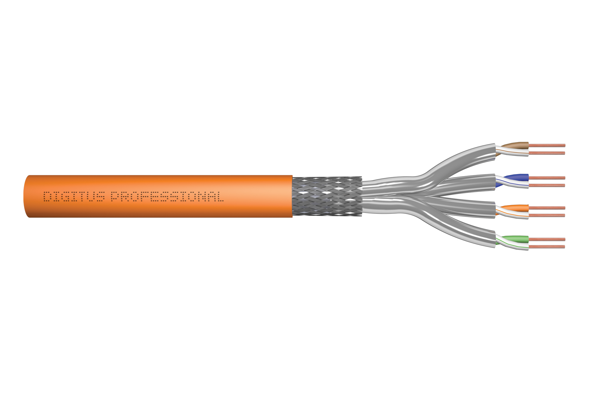 DIGITUS Cat.7 S/FTP Verlegekabel, 1000 m, Simplex, Cca-s1a d1 a1, 1000 m, Cat7, S/FTP (S-STP), Orange