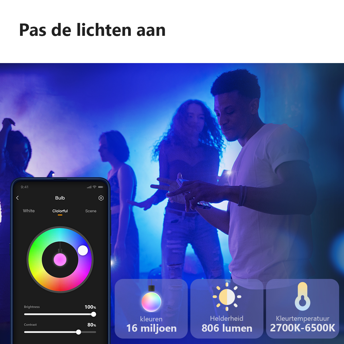 Imou B5 bulb - Intelligentes Leuchtmittel - Wi-Fi/Bluetooth - Weiß - 0 - 70 m - LED - E27, Ansicht 3