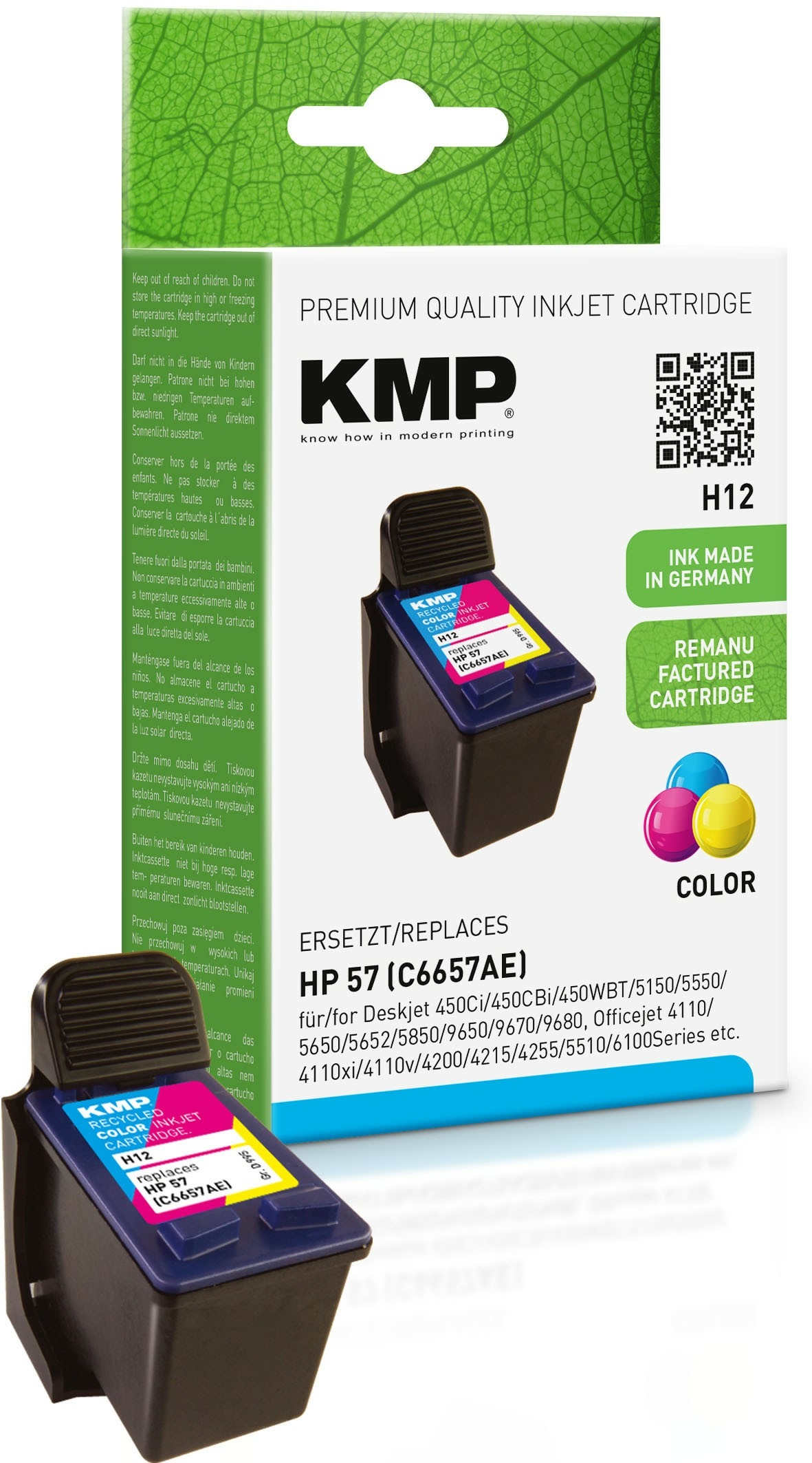 KMP H12 - 17 ml - Farbe (Cyan, Magenta, Gelb) - kompatibel - Tintenpatrone (Alternative zu: HP 57, HP C6657AE), Ansicht 3