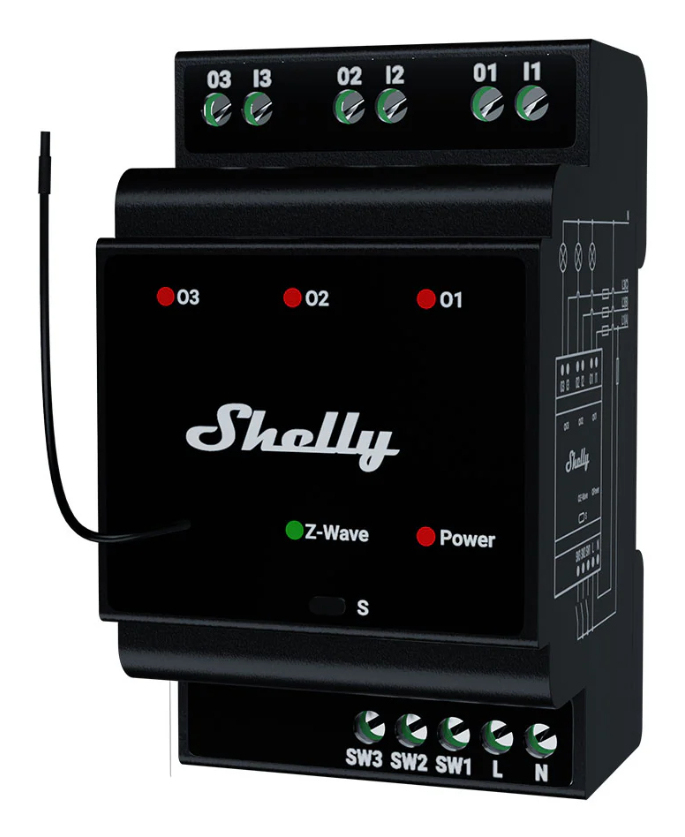 Shelly · Hutschiene·Wave Pro 3· Relais· max· 3 Phasen· 3x, Ansicht 4