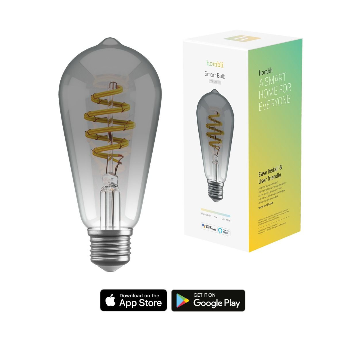 Hombli Smart - Glühbirne mit LED-Filament - Form: ST64, Ansicht 2