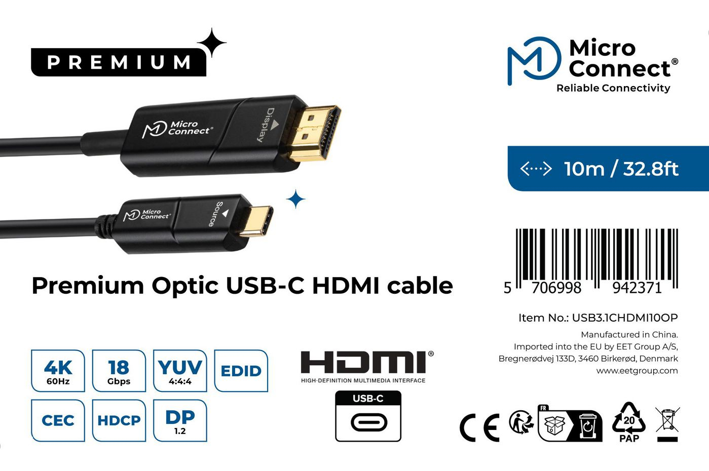 MicroConnect USB3.1CHDMI10OP - 10 m - USB Typ-C - HDMI - Männlich - Männlich - Gerade, Ansicht 4