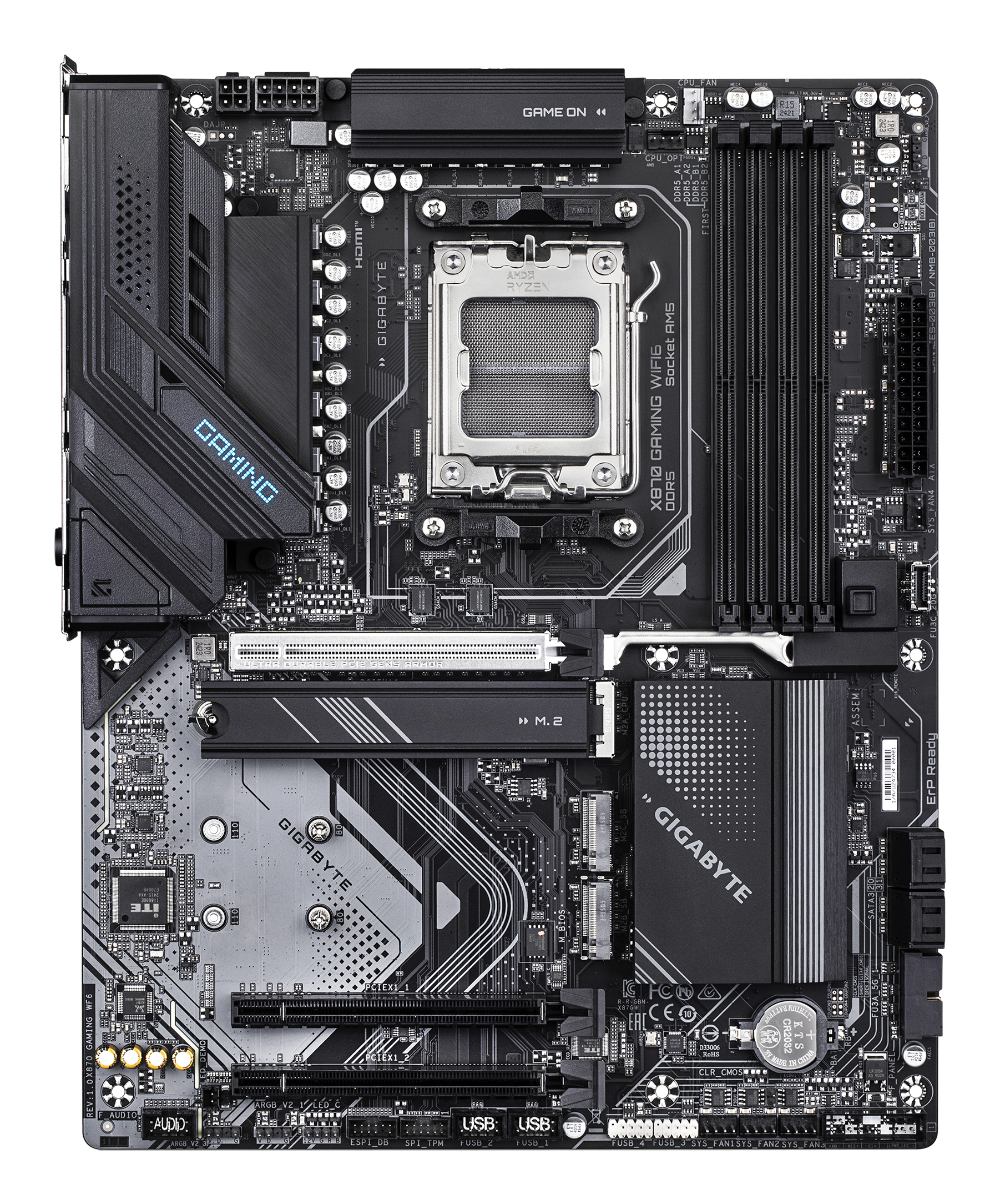 Gigabyte X870 GAMING WIFI6 - Motherboard - ATX - Socket AM5 - AMD X870 Chipsatz - USB4, USB 3.2 Gen 2, USB 3.2 Gen 1, Ansicht 2