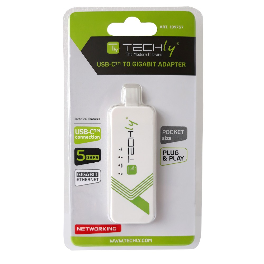 Techly USB 3.1 Typ C RJ45 10/100/1000 Adapter, weiß, Ansicht 2