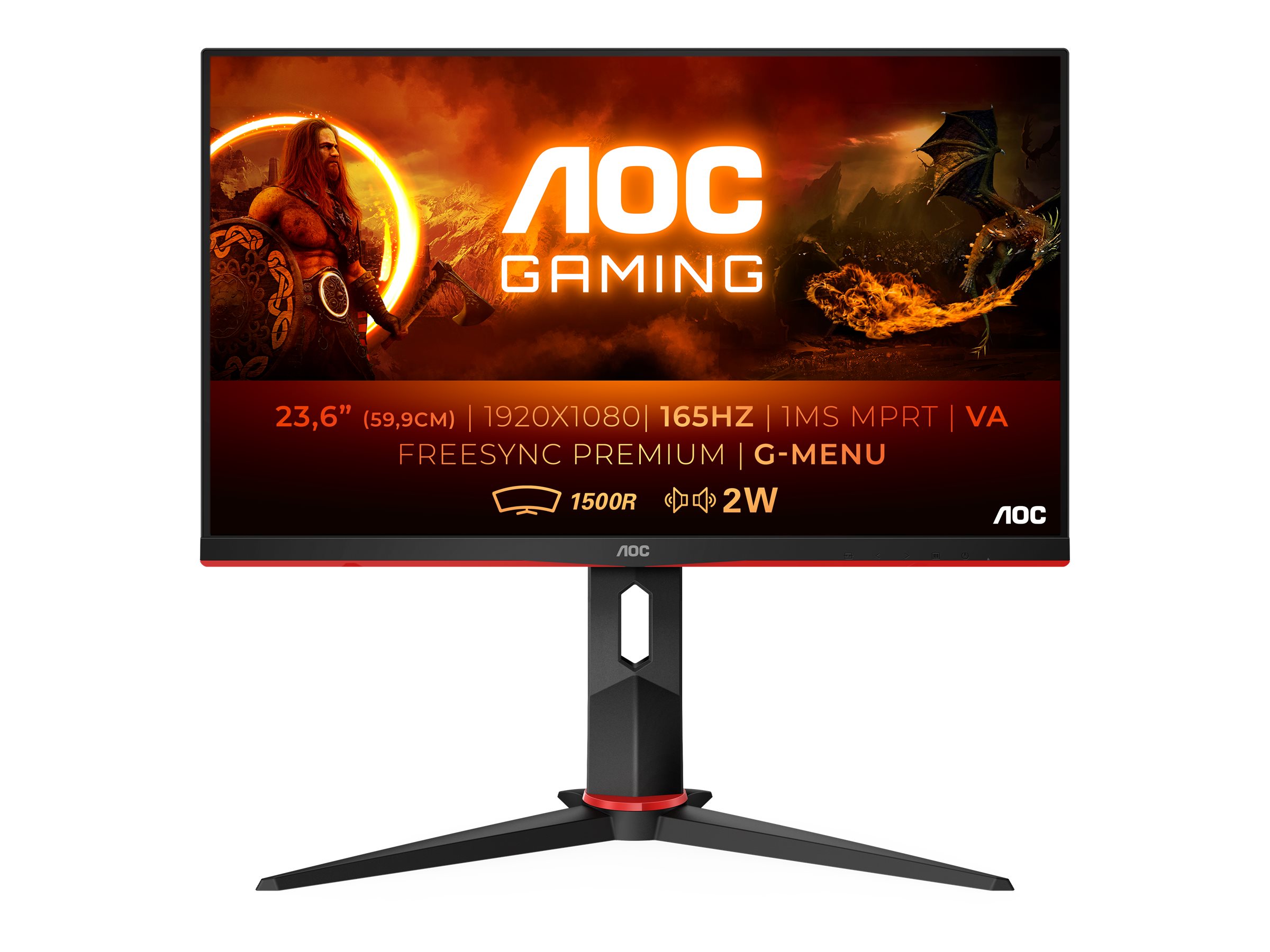 AOC Gaming C24G2AE/BK - LED-Monitor - gebogen - 61 cm (24")
