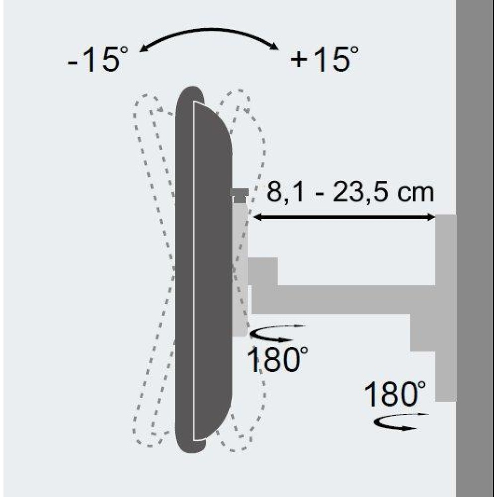 Techly ICA-LCD 105BK - Befestigungskit (Wandplatte, Halterung für Display) - einstellbarer Arm - für LCD TV - Schwarz, Ansicht 4