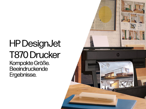 HP DesignJet T870 - 610 mm (24) Großformatdrucker - Farbe - Tintenstrahl - Rolle A1 (61,0 cm x 91,4 m), Ansicht 4