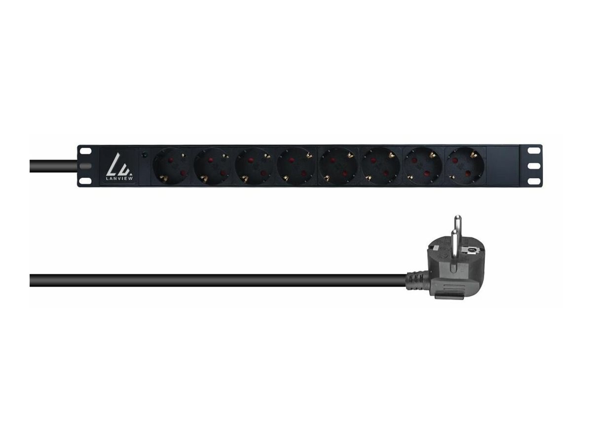 Lanview 19'' rack mount power strip 16A with 8 x Schuko type - Rackbefestigung, Ansicht 2
