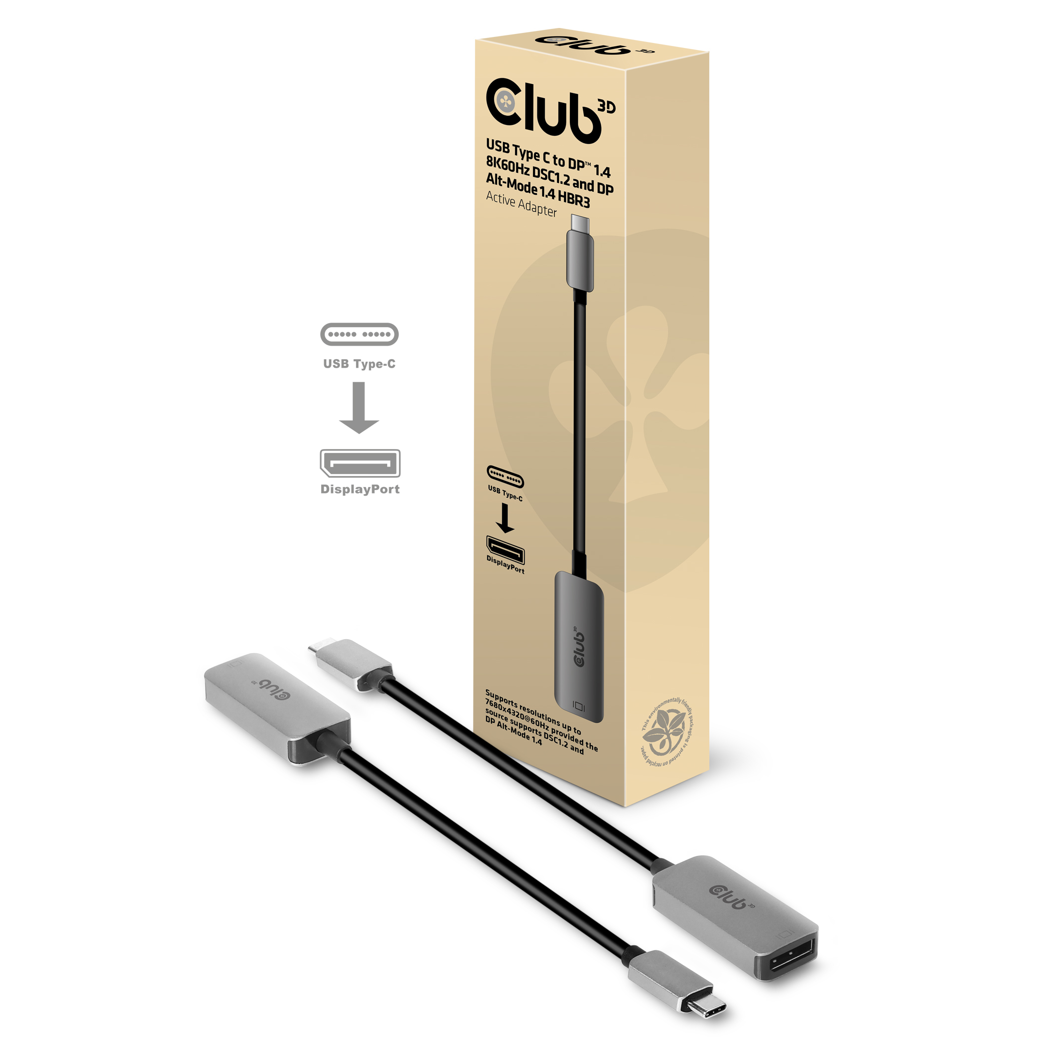 Club 3D CAC-1567 - DisplayPort-Adapter - 24 pin USB-C (M), Ansicht 2