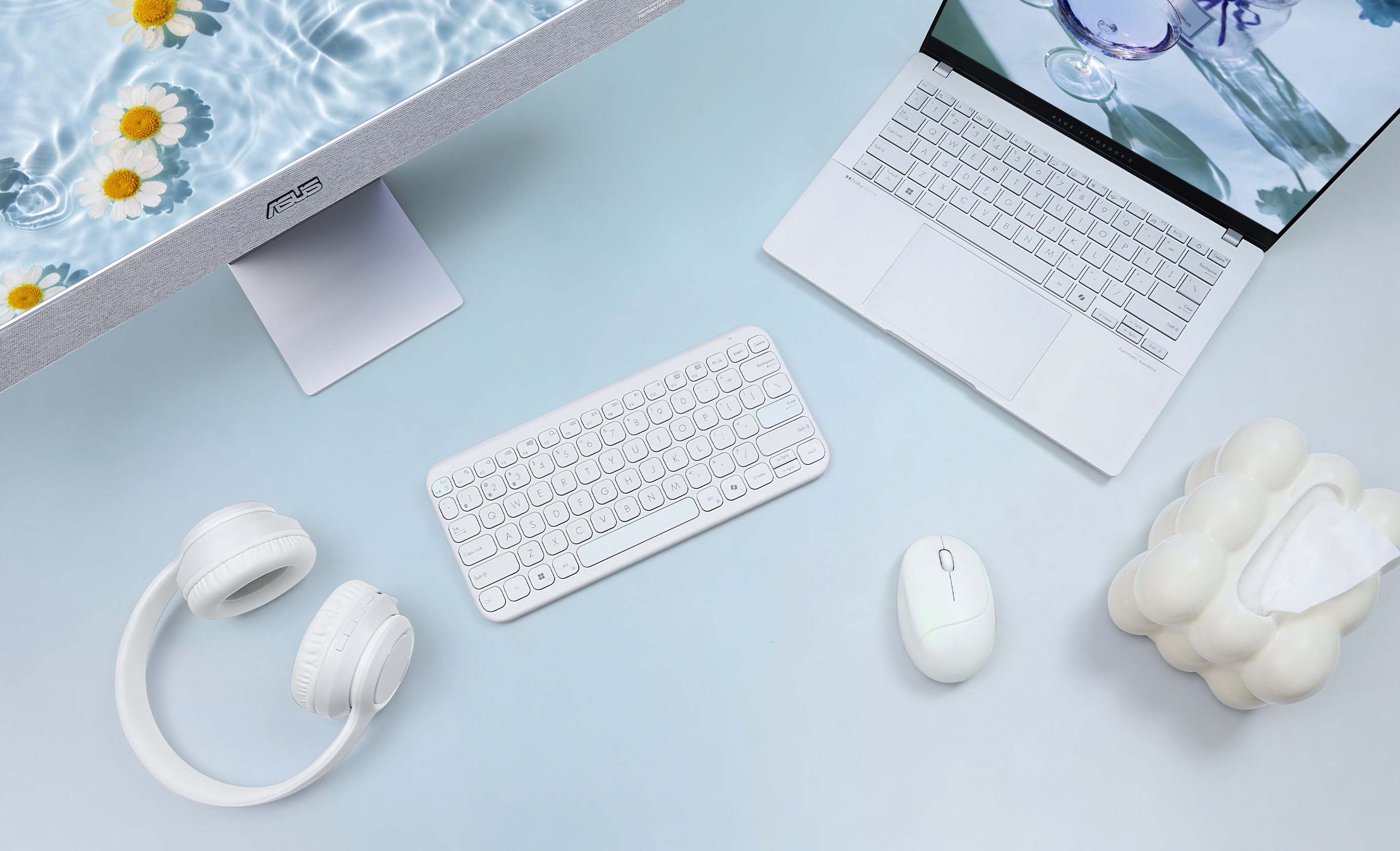 ASUS Marshmallow-Tastatur KW100 Iridescent White - TL: Deutsch, QWERTZ, Ansicht 3